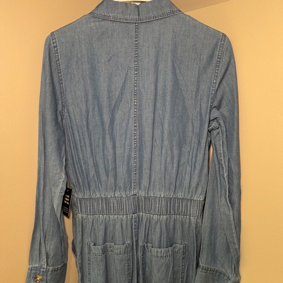 Express Denim Jumpsuit Small Button Down‎ Long Sleeve Casual Romper New NWT - Picture 4 of 7